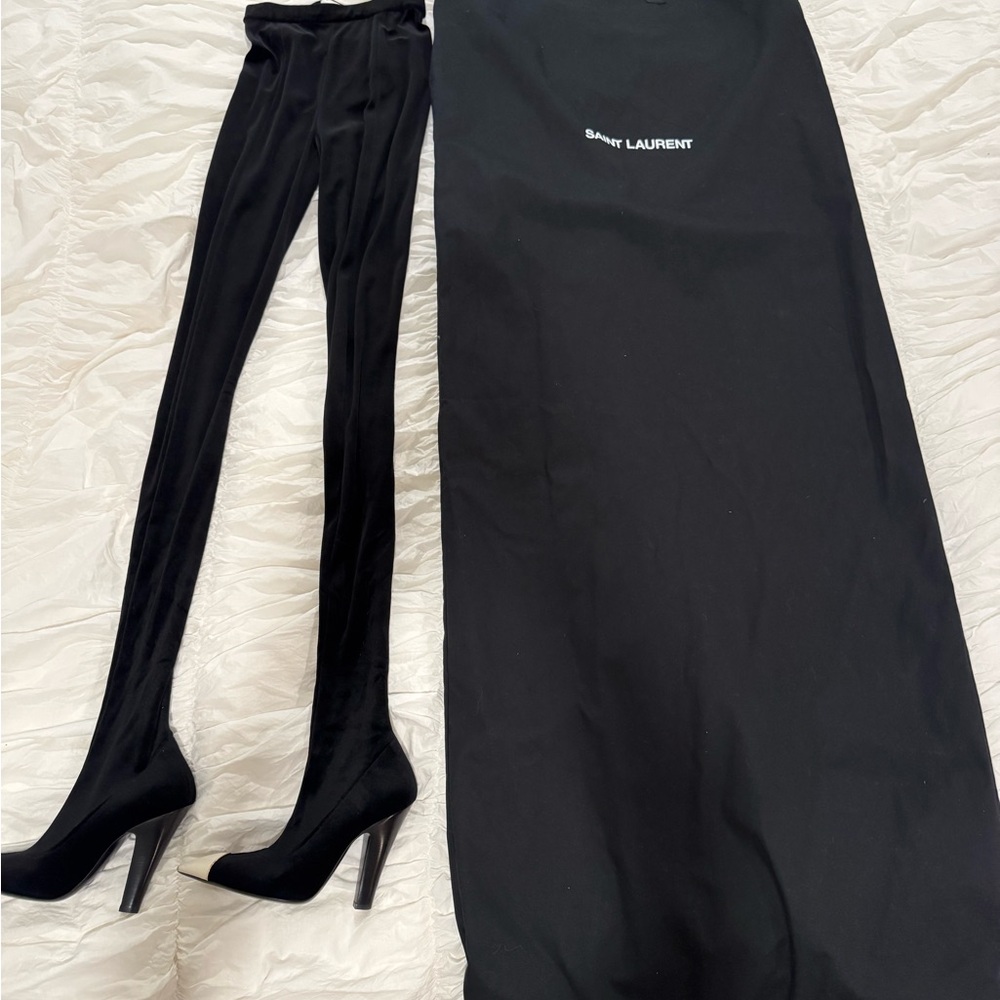 Saint Laurent Black Velvet Skirt with Branded Waistlabel - Picture 1 of 10